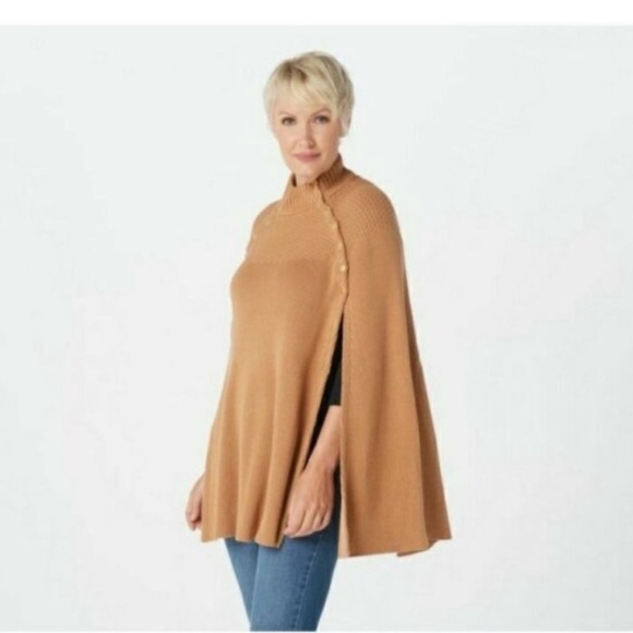 G.I.L.I. Sweaters - G.I.L.I. Sweater Cape / Poncho with Button Detail